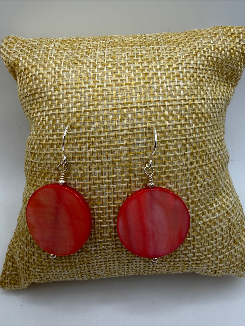 Vibrant Red Round Shell Drop Earrings for Women